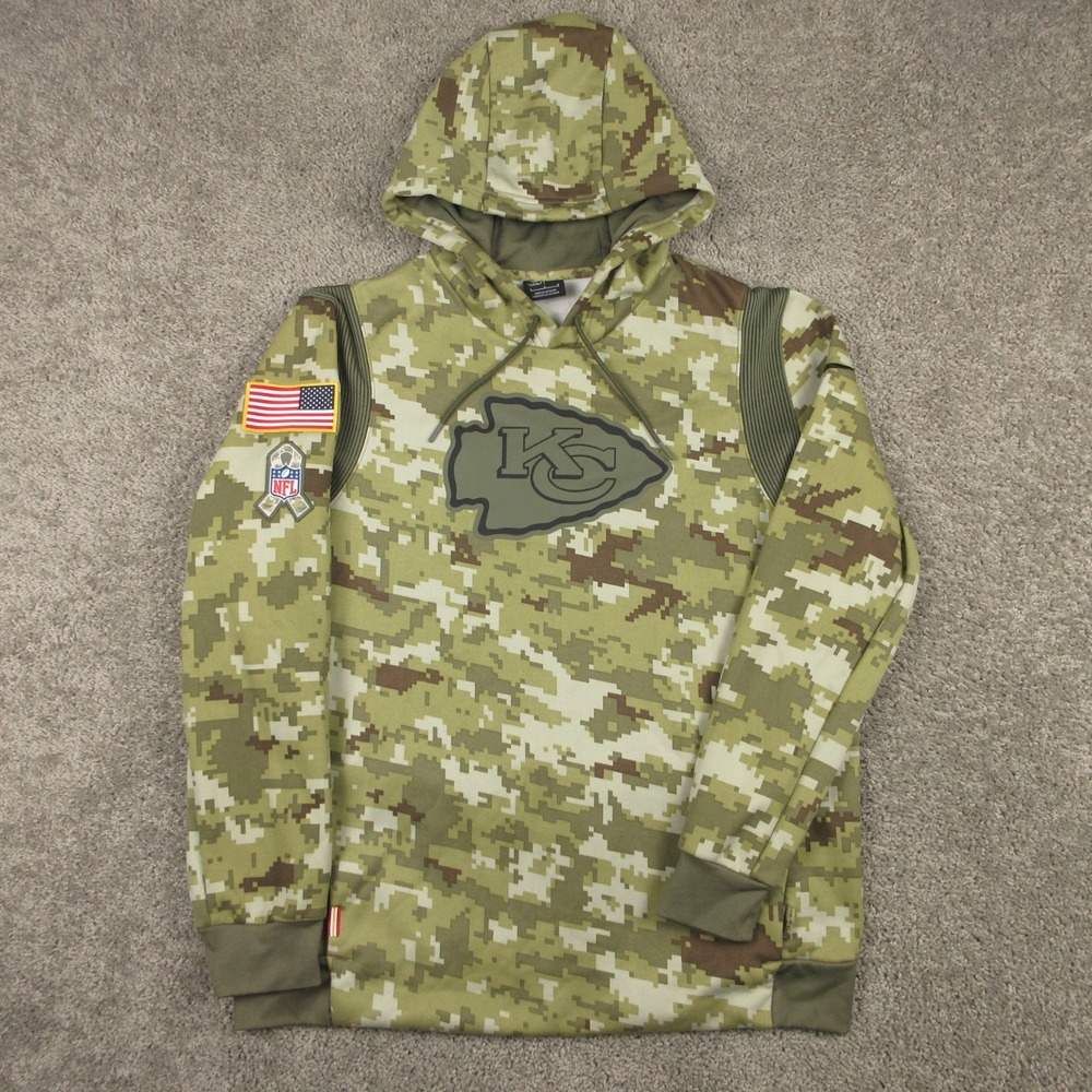 Kansas City Chiefs Sweater Mens L Camouflage Nike NFL Salute To Service Hoodie